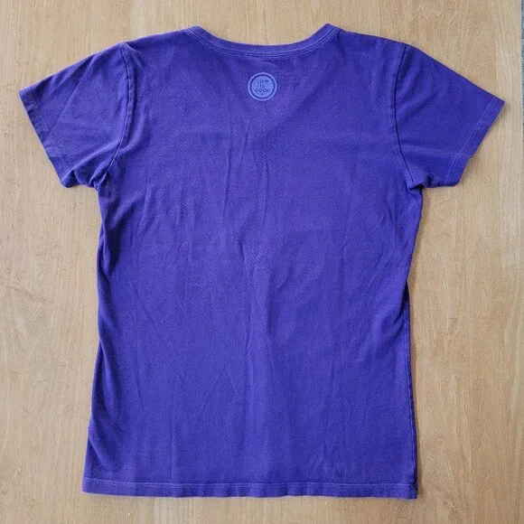 Life Is Good Purple V-Neck Daisies in Mason Jar Short Sleeve Crusher Tee - S - Picture 5 of 8